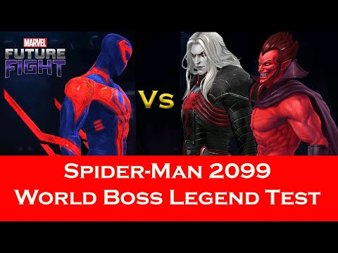 Spider Man 2099 New Uniform Test In World Boss Legend - Marvel Future Fight