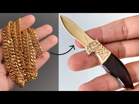 Gold knife making - i turn scrap gold into knife