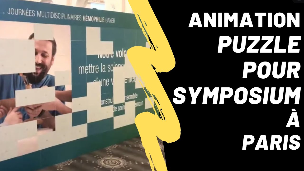 L'animation Puzzle Mur Photo anime les pauses d'un symposium à Paris et permet de faire apparaître votre message précis et visuel.