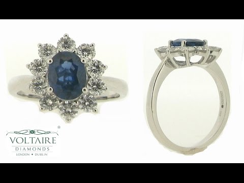 ER 2229 - Blue Sapphire Cluster Style Engagement Ring