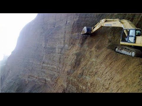 Dangerous Extreme Excavator Heavy Equipment Operator Skills On The Mountain