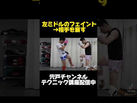 左ミドルキックのフェイントで相手のバランスを崩すムエタイのテクニック！　#shorts