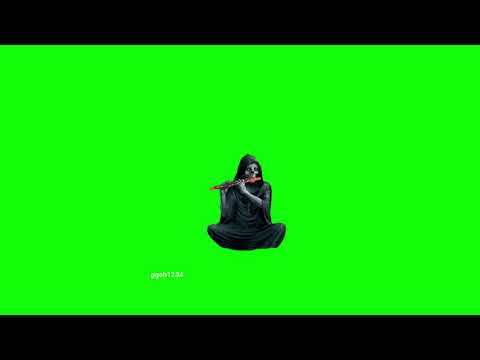 Royalty FREE    The Grim Reaper playing the flute of death in green screen