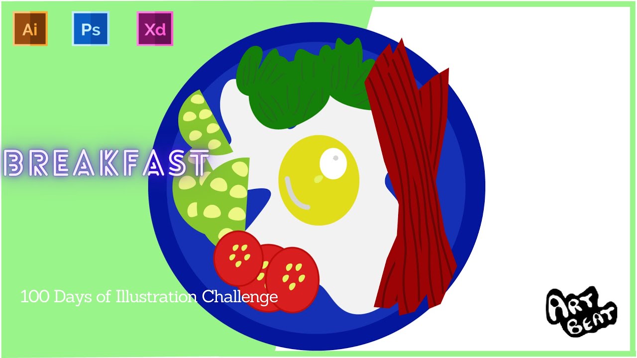 Day 10 of 100 - How to Draw Breakfast using Adobe Illustrator