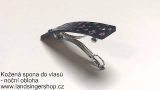 Kožená spona do vlasů - Noční obloha