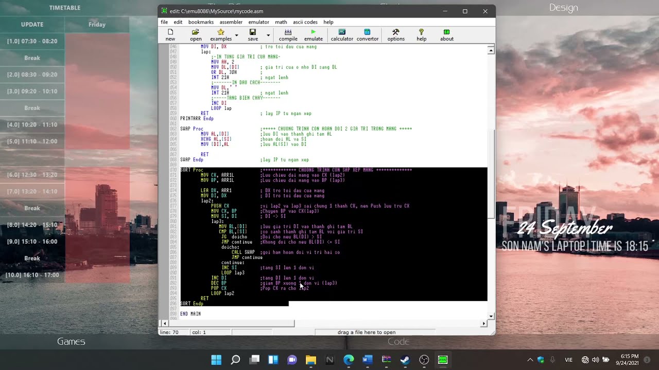 Project: SORTING AN INTERGER ARRAY - COMPUTER ARCHITECTURE - Using: assembly x86