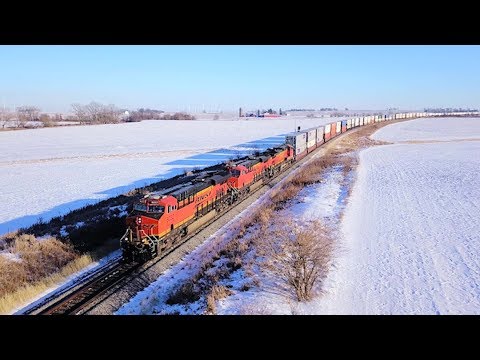 BNSF 8032 West - with Drone Views on 1-6-2018