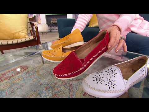Earth Origins Perforated Leather Slip-Ons - Lorelai on QVC