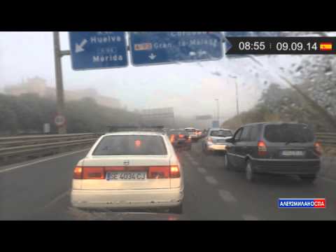 Driving through Sevilla (Spain) from Tomares to Sevilla Blas Infante 9.09.2014 Timelapse x4