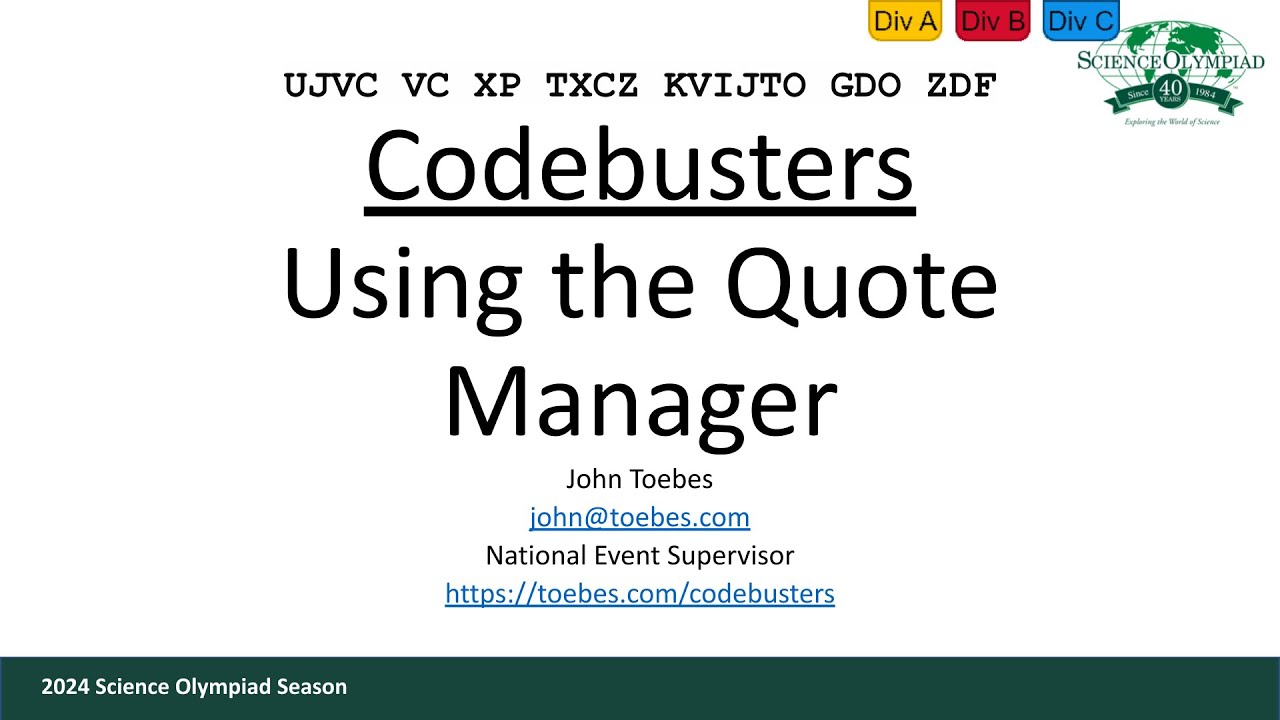 Codebusters - Using the Quote Manager