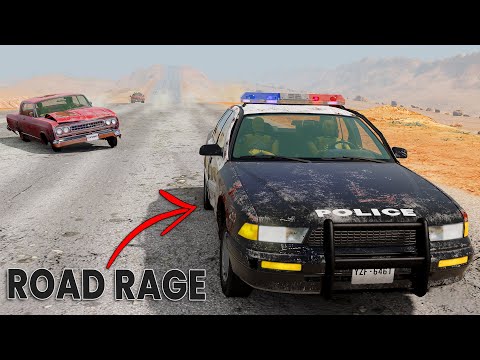 BeamNG Drive - Cars vs Angry Police Car (RoadRage)
