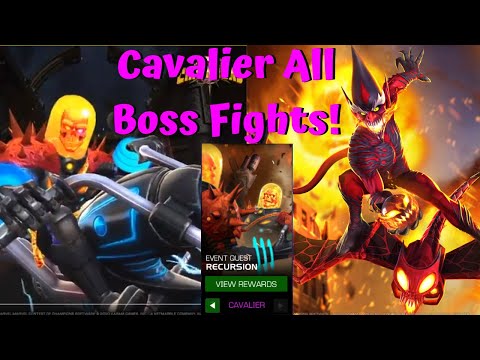 New Cavalier All Boss Fights! Cosmic Ghost Rider! Red Goblin! Oneshot! - Marvel Contest of Champions