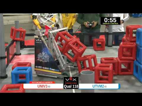 2015 VEXU Q118 - UNIV3 vs UTVM2 - 29 to 6-Division Div-VEX U-VEX Worlds 2015