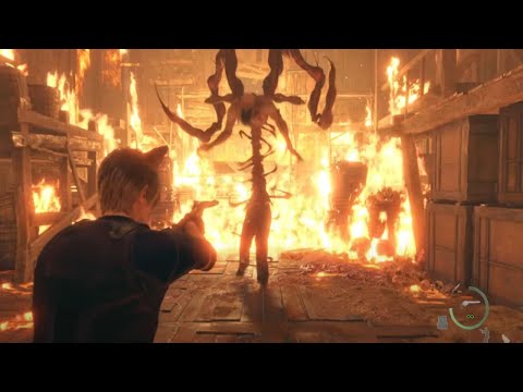 Resident Evil 4 remake fully upgraded Handconnon vs Village Chief