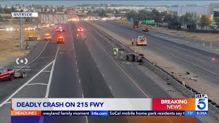 Truck towing ATV involved in fatal collision affecting both sides of 215 Freeway