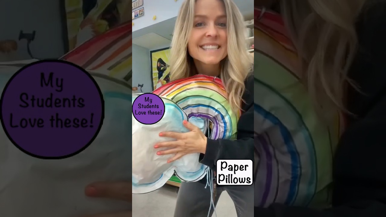 How-to make Adorable, Huggable Paper Pillows in art class! #artandcraft #artteacherideas  #shorts