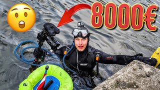 8000€ Kamera beim Tauchen im Kanal gefunden!! (Schatzsuche & Magnetfischen Fail)