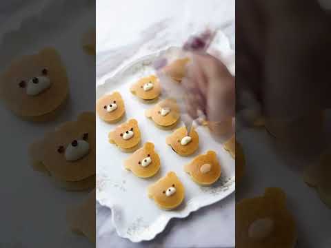 Mini 🧸 TEDDY BEAR SHAPED CHOCOLATE 🍫 FILLED PACAKES | #food #asmr #shorts