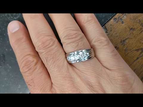 1 Ct. Classic Five Stone Channel Set Men's Wedding Ring - TwoBirch TB-GR-0021-WG-L