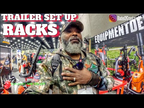Lawn care trailer setup racks