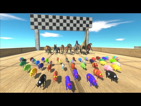 Speed Race TO CHASE VS EAT AN COLOR PIG FUNNY - Animal Revolt Battle Simulator