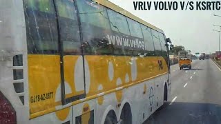 preview picture of video 'VRL VOLVO B9R MULTI AXLE OVERTAKES KSRTC ASHOK LEYLAND BUS On NH4 NEAR HIRIYUR'