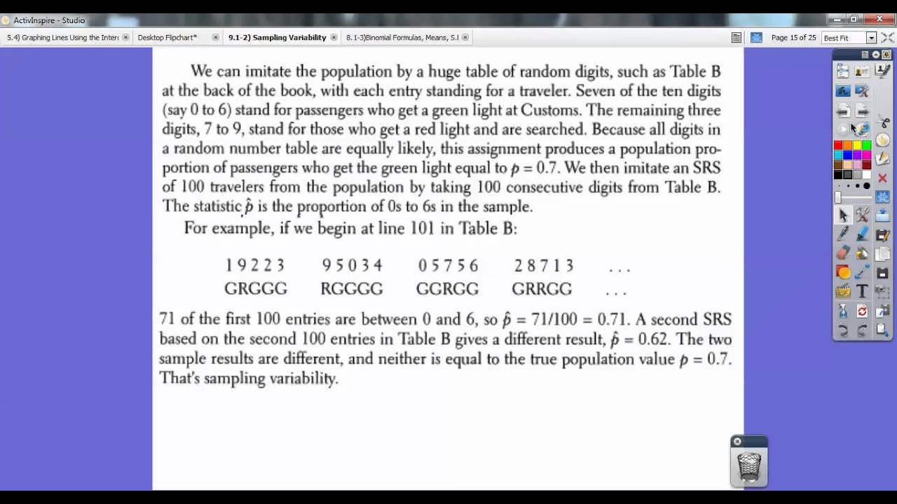 Sampling Variability - Section 9.1-2