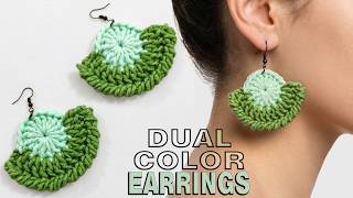 Crochet Dual-Color Earrings For Beginners - Quick & Easy DIY