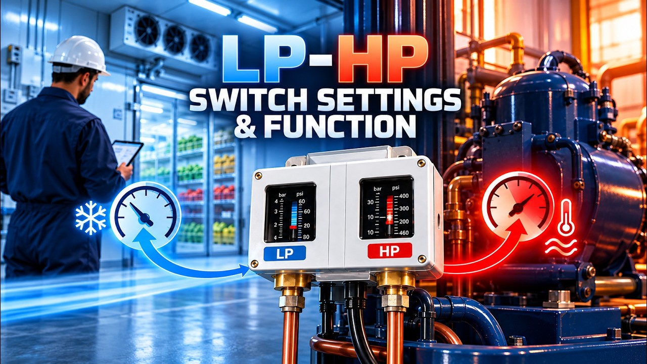 Low pressure and high pressure switch settings for refrigeration compressor protection