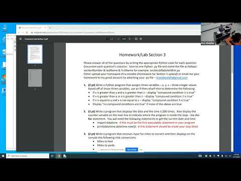 CIS125 Prog Logic class 10 Section3 Homework and Test 1 review Lecture Notes