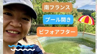 南フランスのわが家🇫🇷プール開き！！汚いプールのビフォアアフター✨