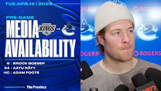 Brock Boeser, Aatu Räty & Adam Foote Pre-Game Media | Canucks vs. Kings (Apr 14 2026)