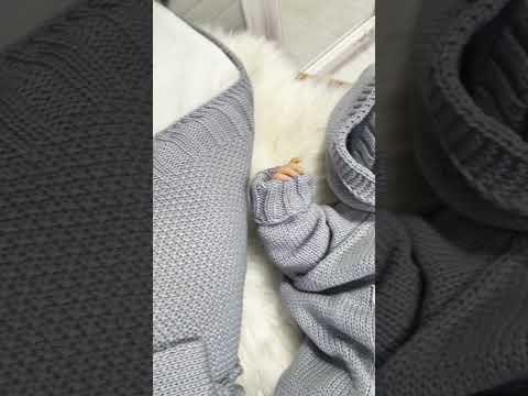Зимний набор для новорожденного Вязаный, утепленный конверт, человечек, шапочка Кролик молочный - фото 1 - id-p2877820102