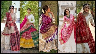 online White Bandhani Lehenga Choli Design || gujrati navratri special white lehenga choli design ||