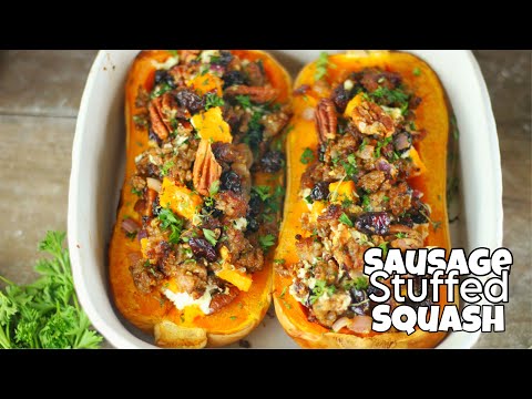 Sausage Stuffed Butternut Squash | The ULTIMATE Holiday Side Dish