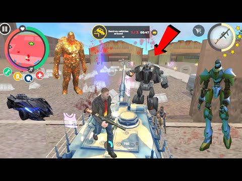 Rope Hero: Vice Town (Mutant Giant Man Climbed on Army Tank) New RPG Rocket Launcher Max Upgrade