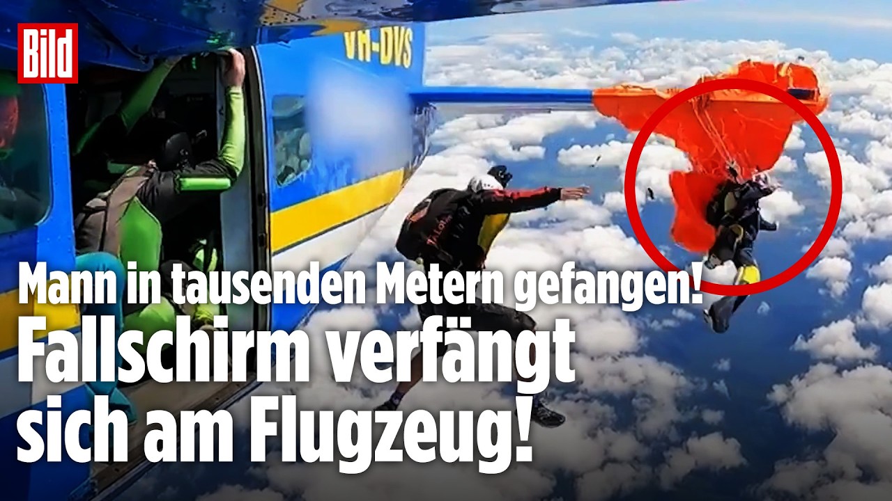 FLUG-DRAMA IN AUSTRALIEN: Fallschirm verfängt sich am Flugzeug – Kampf ums Überleben!