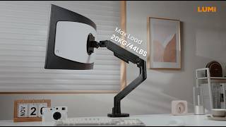 Vigor Heavy-Duty Gas Spring Monitor Arms | LDT123 & LDA123 Series | LUMI