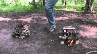 preview picture of video 'Build A Long Lasting Campfire: Log Cabin vs. Self Feeding'