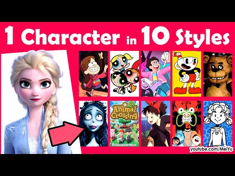 Draw Elsa in 10 Art Styles Swap Challenge | Draw 1 Character in 10 Art Styles New eBook Release