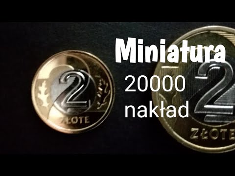 MIniatura monety Polskiej 2 złote, rocznik 2008 nakład 20000 monety obiegowe, kopie.
