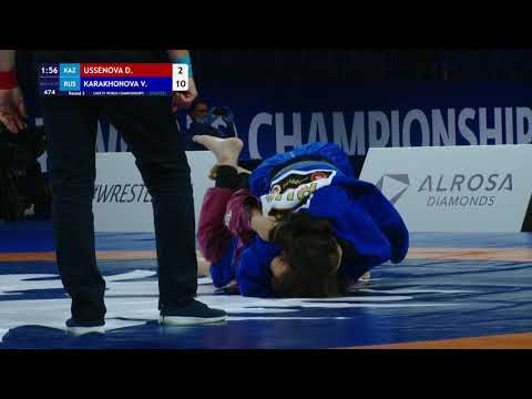 Round 3 Women's GP GI - 60 kg: D. USSENOVA (KAZ) v. V. KARAKHONOVA (RUS)