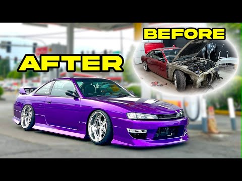 Rebuilding a DESTROYED Nissan s14 in 20 minutes *Amazing Transformation*