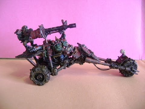 WARHAMMER 40K ORK ARMY War boss waz on a bike with a gunner