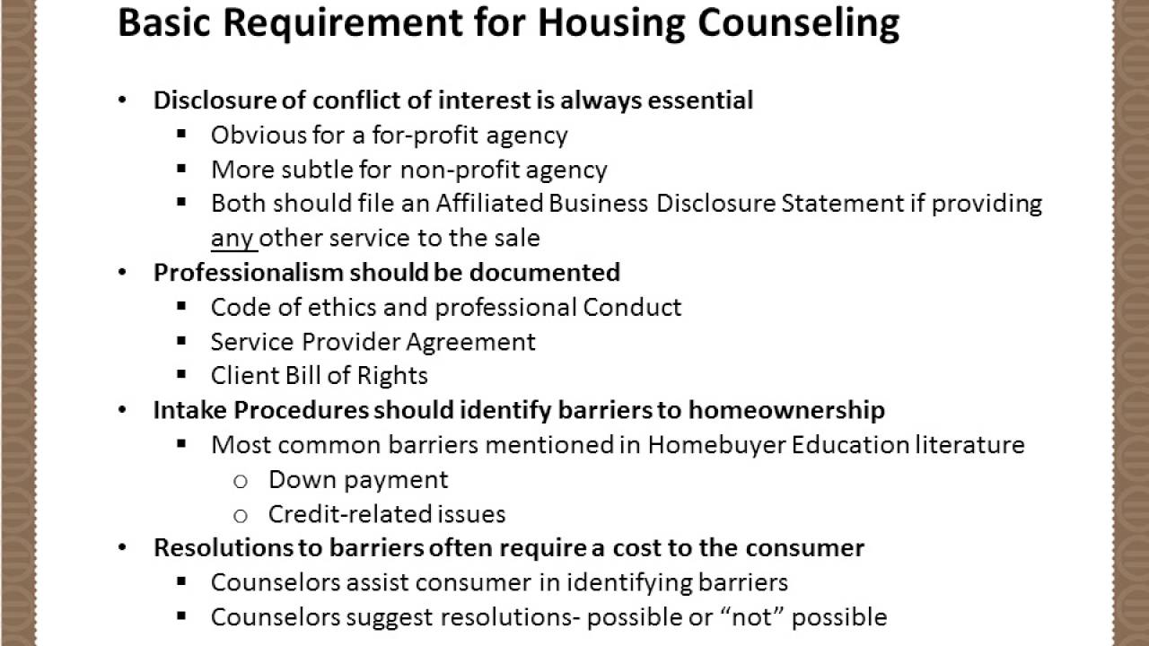 Section 11 Homeownership Counseling
