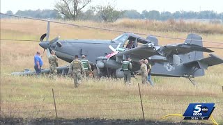 Military aircraft crash-lands in southeast Oklahoma City, crew unharmed
