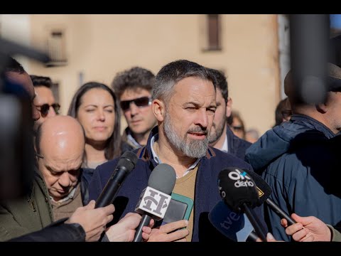 Declaración a medios de Santiago Abascal en La Almunia de Doña Godina (Zaragoza)