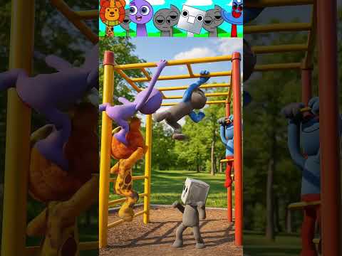 Sprunki Incredibox OC GoldBear Vs Moy Vs Roblox Vs ManRay In Monkey Bar  #sprunki #incredibox