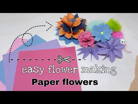 4 easy paper flower ideas || paper flower making step by step || DIY projects #paperflower #sabhyata