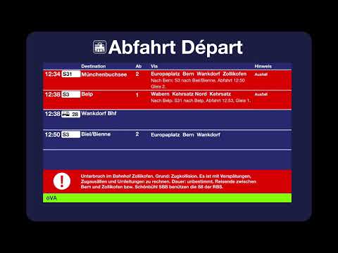 BLS TTS Ausfallmeldung zur S31 nach Münchenbuchsee • Zugkollision